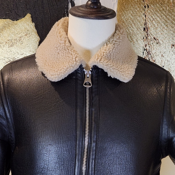 H&M Men's Black Leather Jacket Size S - Picture 3 of 10